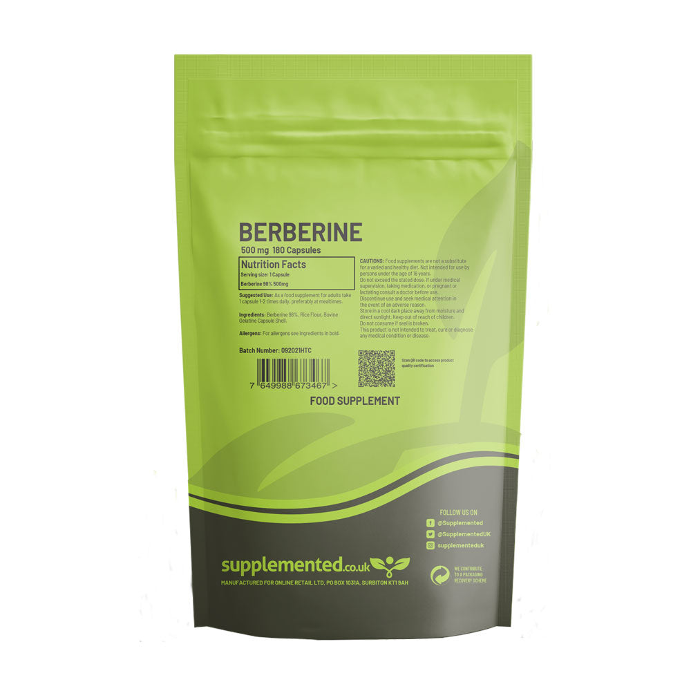 Berberine 98% 500mg Capsules